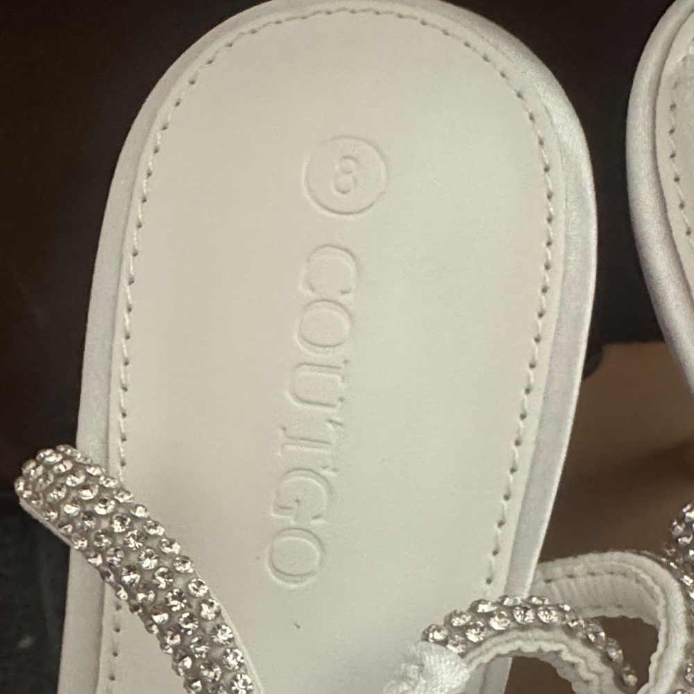 Chic White Rhinestone Embellished Mules - Picture 3 of 4